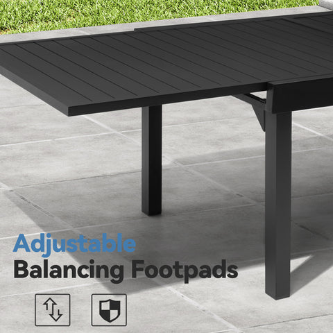 Aluminum Expandable Outdoor Dining Table and Stackable Dining Chairs Set