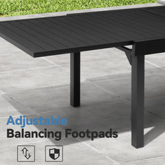 Aluminum Expandable Outdoor Dining Table and Stackable Dining Chairs Set