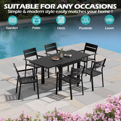 Aluminum Expandable Outdoor Dining Table and PE Rattan Chairs with Cushions Set