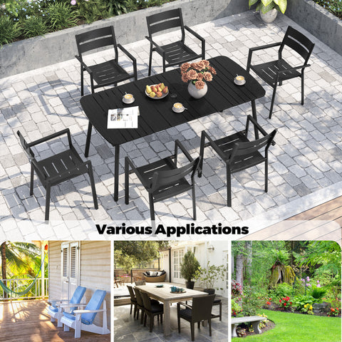 Pellebant 71 x 33 in. Aluminum Rectangle Outdoor Patio Dining Table with Umbrella Hole