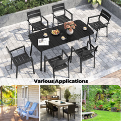 71 x 33 in. Rectangular Aluminum Outdoor Patio Dining Table with Umbrella Hole