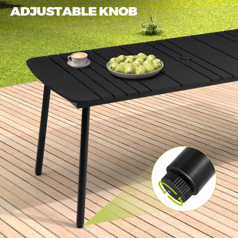 Pellebant 71 x 33 in. Aluminum Rectangle Outdoor Patio Dining Table with Umbrella Hole