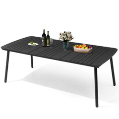 82 x 38 in. Rectangular Aluminum Outdoor Patio Dining Table with Umbrella Hole