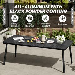 82 x 38 in. Rectangular Aluminum Outdoor Patio Dining Table with Umbrella Hole