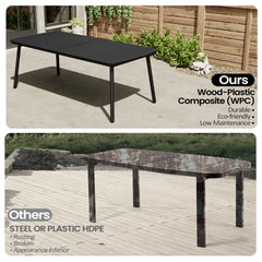 82 x 38 in. Rectangular Aluminum Outdoor Patio Dining Table with Umbrella Hole
