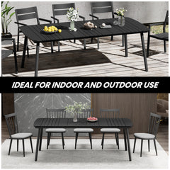 82 x 38 in. Rectangular Aluminum Outdoor Patio Dining Table with Umbrella Hole