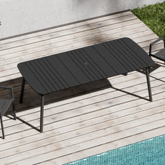 82 x 38 in. Rectangular Aluminum Outdoor Patio Dining Table with Umbrella Hole