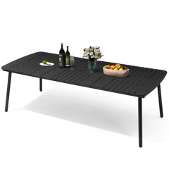 93 x 42 in. Rectangular Aluminum Outdoor Patio Dining Table with Umbrella Hole