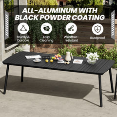 93 x 42 in. Rectangular Aluminum Outdoor Patio Dining Table with Umbrella Hole