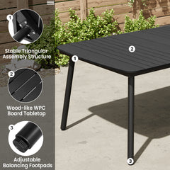 93 x 42 in. Rectangular Aluminum Outdoor Patio Dining Table with Umbrella Hole