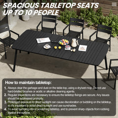 93 x 42 in. Rectangular Aluminum Outdoor Patio Dining Table with Umbrella Hole