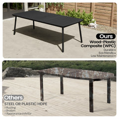 93 x 42 in. Rectangular Aluminum Outdoor Patio Dining Table with Umbrella Hole
