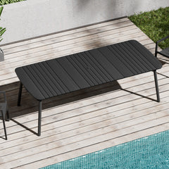 93 x 42 in. Rectangular Aluminum Outdoor Patio Dining Table with Umbrella Hole