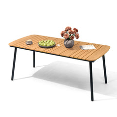 71 x 33 in. Rectangular Aluminum Outdoor Patio Dining Table with Umbrella Hole