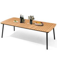 93 x 42 in. Rectangular Aluminum Outdoor Patio Dining Table with Umbrella Hole