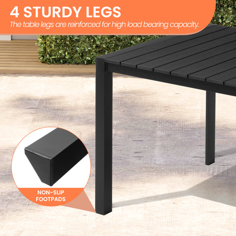 Pellebant 83 in. Outdoor Patio Dining Table with Umbrella Hole, Rust-Free Aluminum Frame and Weather-Resistant Wood-Like Top