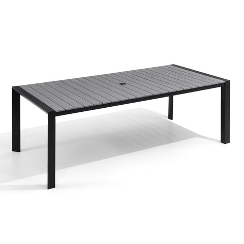 Pellebant 83 in. Outdoor Patio Dining Table with Umbrella Hole, Rust-Free Aluminum Frame and Weather-Resistant Wood-Like Top