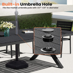 X-Leg Aluminum Outdoor Patio Dining Table with Umbrella Hole
