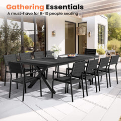 X-Leg Aluminum Outdoor Patio Dining Table with Umbrella Hole