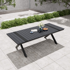 X-Leg Aluminum Outdoor Patio Dining Table with Umbrella Hole