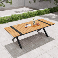 X-Leg Aluminum Outdoor Patio Dining Table with Umbrella Hole