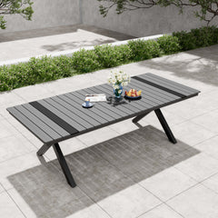 X-Leg Aluminum Outdoor Patio Dining Table with Umbrella Hole