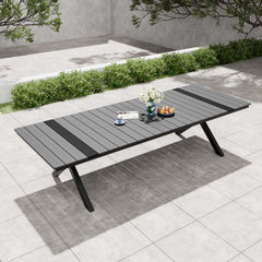 X-Leg Aluminum Outdoor Patio Dining Table with Umbrella Hole