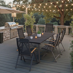 Pellebant Outdoor Rectangle Patio Dining Table with Umbrella Hole