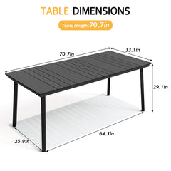 Pellebant Outdoor Rectangle Patio Dining Table with Umbrella Hole