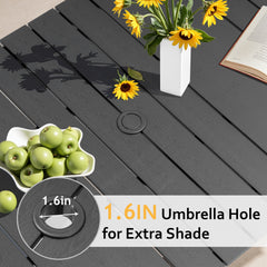 Pellebant Outdoor Rectangle Patio Dining Table with Umbrella Hole