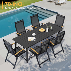 Pellebant Outdoor Rectangle Patio Dining Table with Umbrella Hole