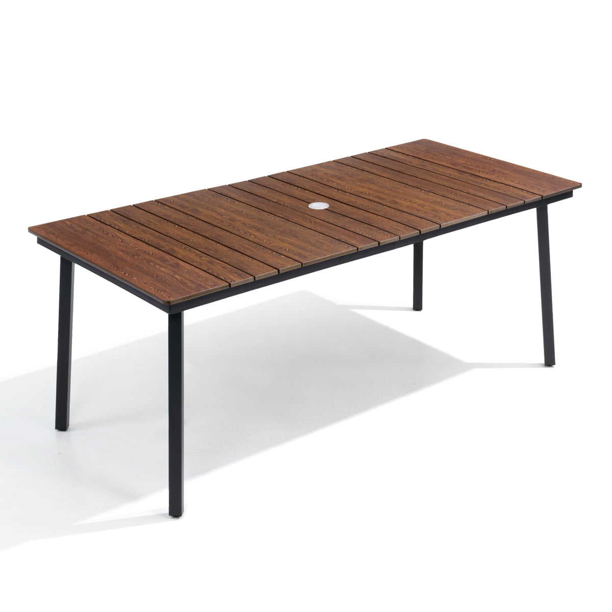 Pellebant Outdoor Rectangle Patio Dining Table with Umbrella Hole