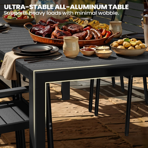 56 x 56 in. Square Aluminum Outdoor Patio Dining Table with Umbrella Hole