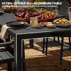 56 x 56 in. Square Aluminum Outdoor Patio Dining Table with Umbrella Hole