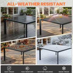 56 x 56 in. Square Aluminum Outdoor Patio Dining Table with Umbrella Hole