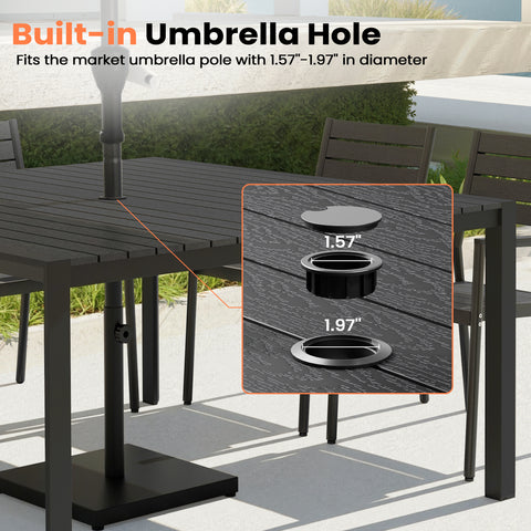 56 x 56 in. Square Aluminum Outdoor Patio Dining Table with Umbrella Hole