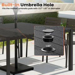 56 x 56 in. Square Aluminum Outdoor Patio Dining Table with Umbrella Hole