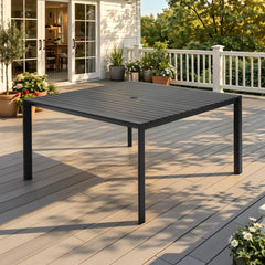 56 x 56 in. Square Aluminum Outdoor Patio Dining Table with Umbrella Hole