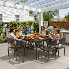 Aluminum Outdoor Dining Set with Umbrella Hole and Polywood Chairs