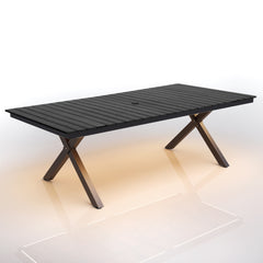 Aluminum Outdoor Dining Table with Light & Umbrella Hole