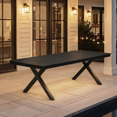 Aluminum Outdoor Dining Table with Light & Umbrella Hole