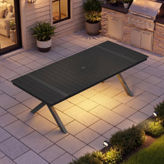 Aluminum Outdoor Dining Table with Light & Umbrella Hole