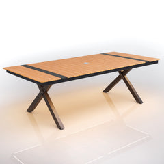 Aluminum Outdoor Dining Table with Light & Umbrella Hole