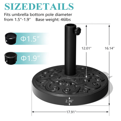 Pellebant 45 lbs. Cement 3D Surface Patio Umbrella Base