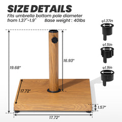 Pellebant 40/55 lbs. Steel Market Umbrella Base Cement Filling