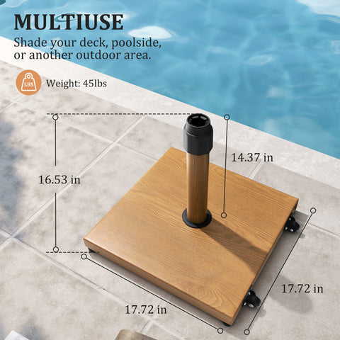 Pellebant 45lbs Steel Market Umbrella Base Cement Filling with Wheels