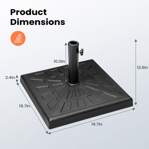 Pellebant 42lbs Cement Filled Black Patio Umbrella Base