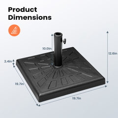 Pellebant 42lbs Cement Filled Black Patio Umbrella Base