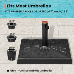 Pellebant 42lbs Cement Filled Black Patio Umbrella Base