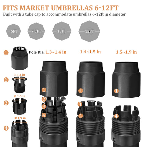 Pellebant 40 Lbs Market Umbrella Base With Wheels